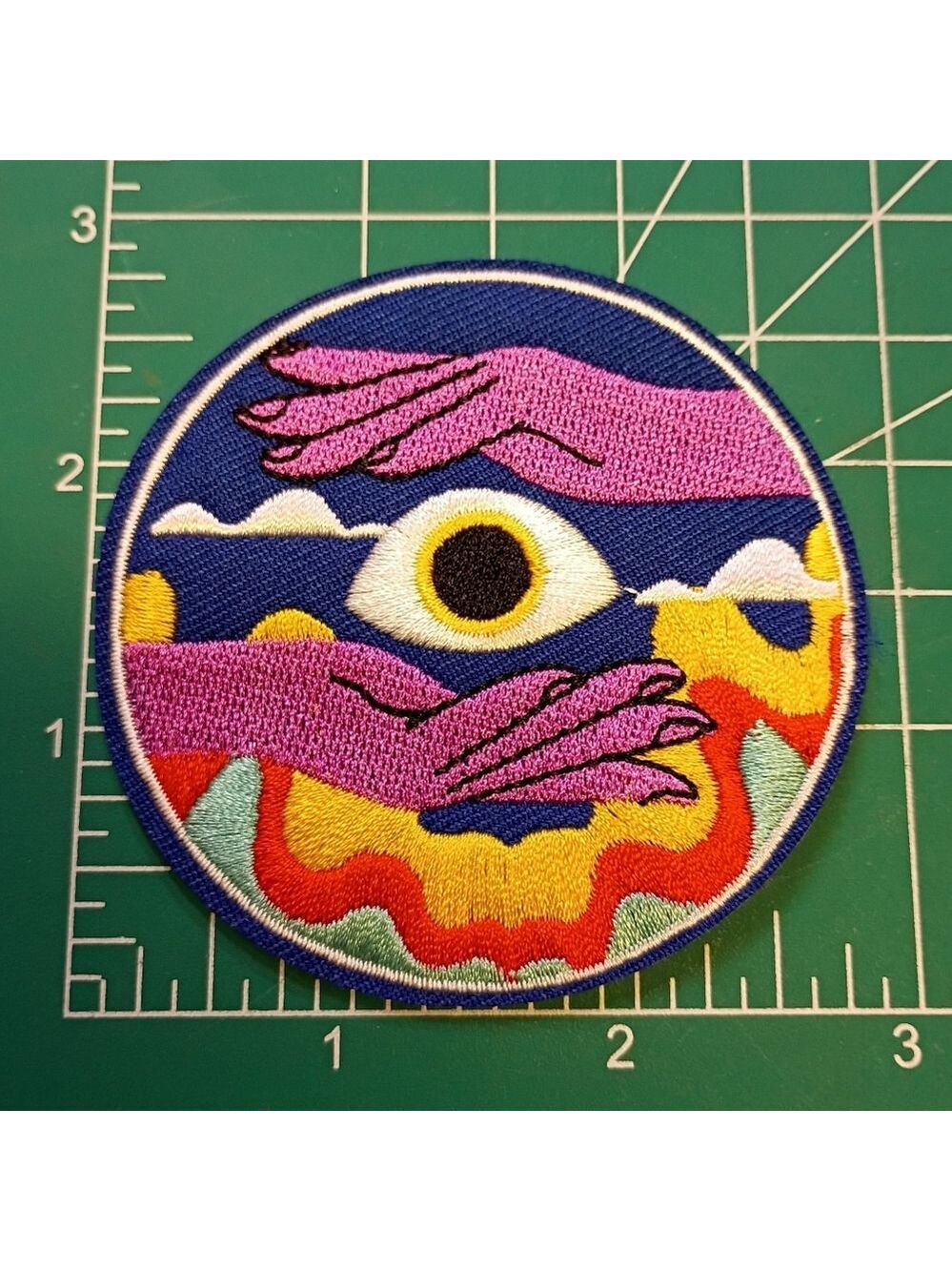 2/$10 Trippy Colorful Embroidered Patch with Eye Design